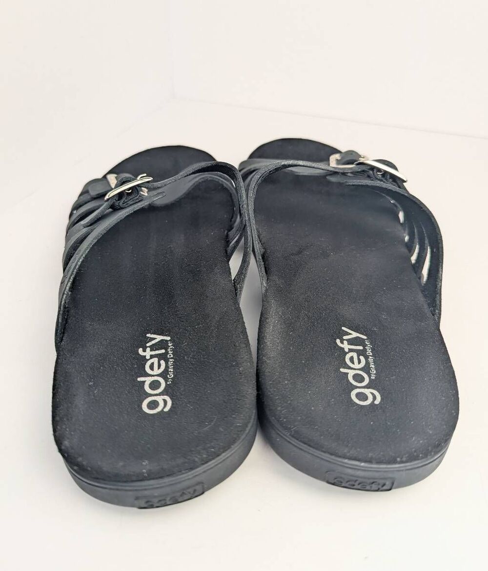 Gdefy Gravity defy ortal Black leather strappy comfort sandals womens 11 - Picture 4 of 5